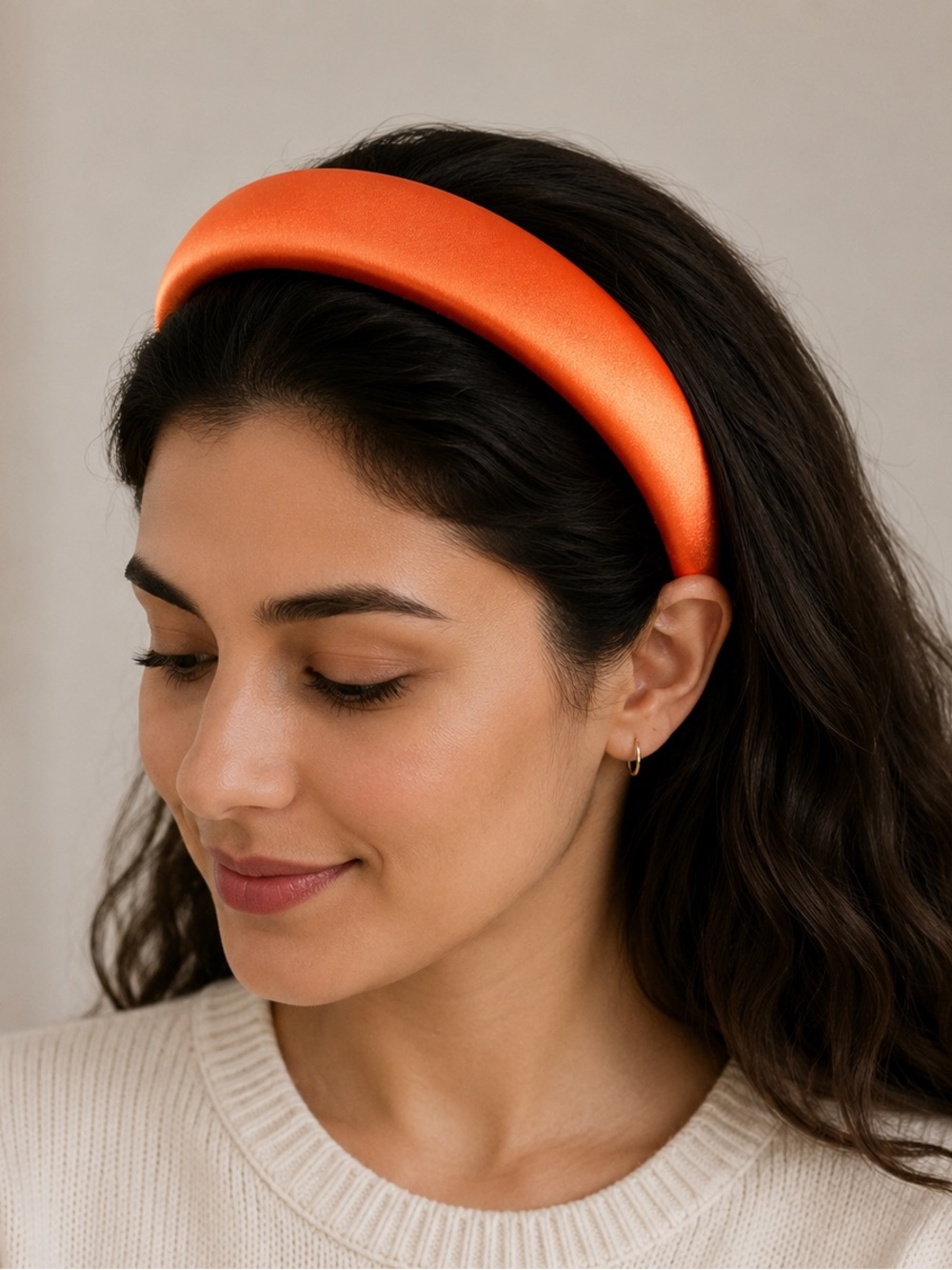 Orange Padded Satin Headband - Women Accessories